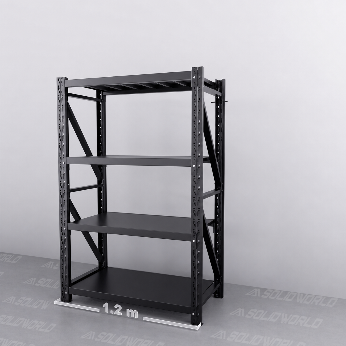 1.2m(W) x 1.8m(H) x 0.6m(D) Metal Shelving 1000KG Black
