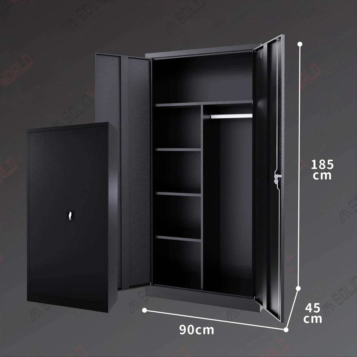 2-Door Storage Cabinet Cupboard With A Hanging Section (Steel)
