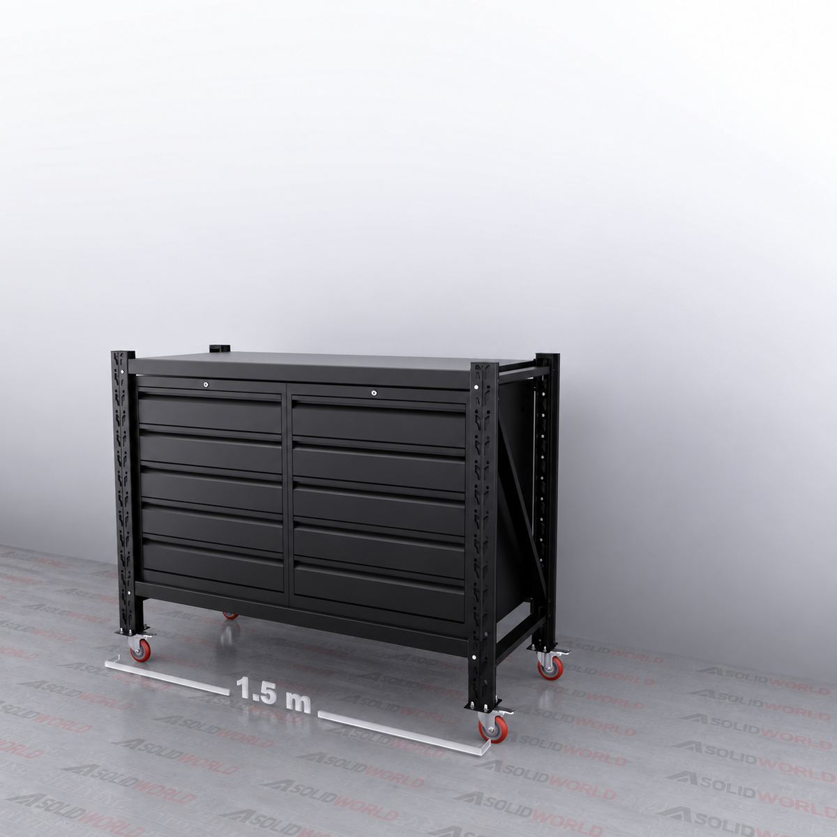 1.5m(L) 10-Drawer Steel Workbench