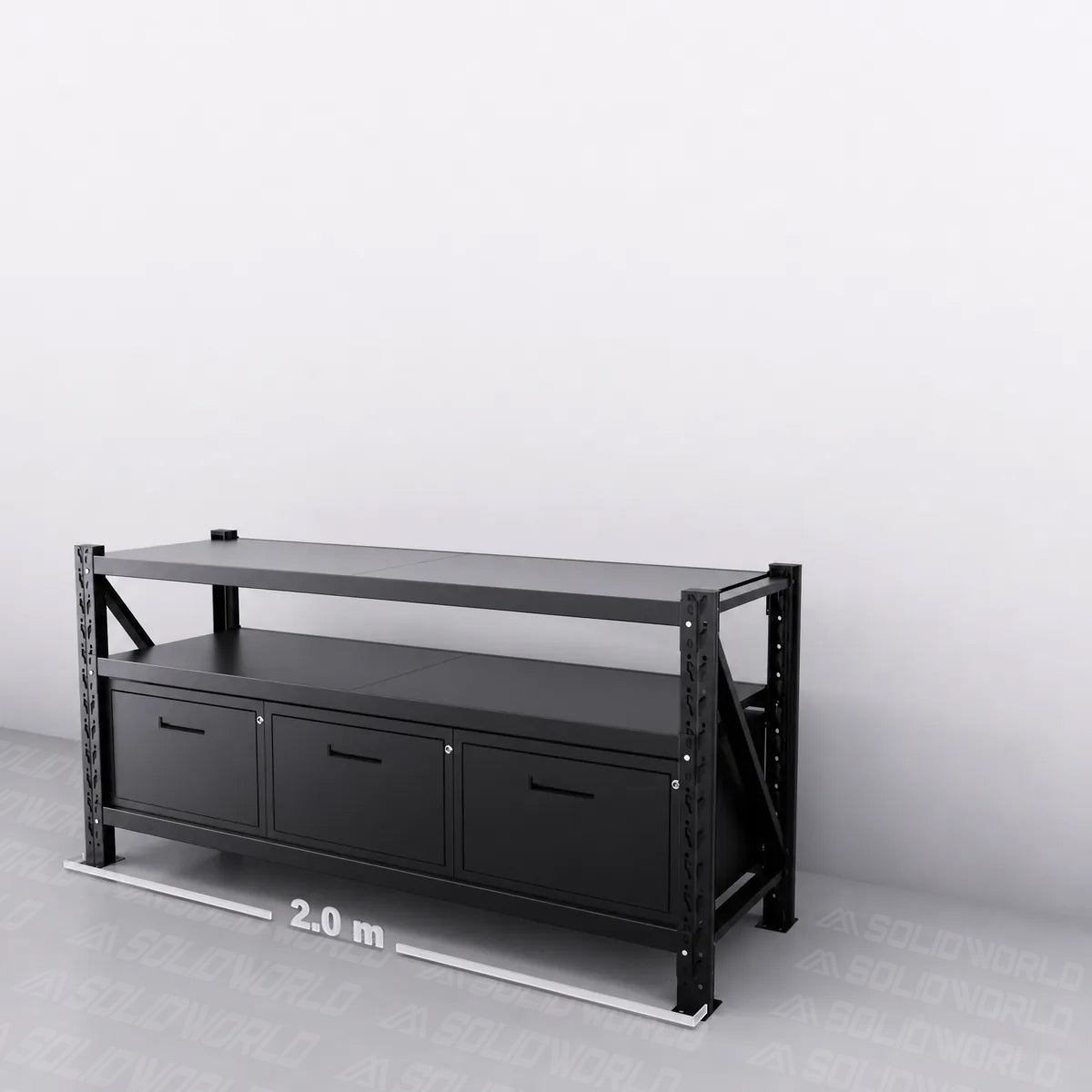 2m(L) x 0.6m(D) 3-Drawers Steel Workbench