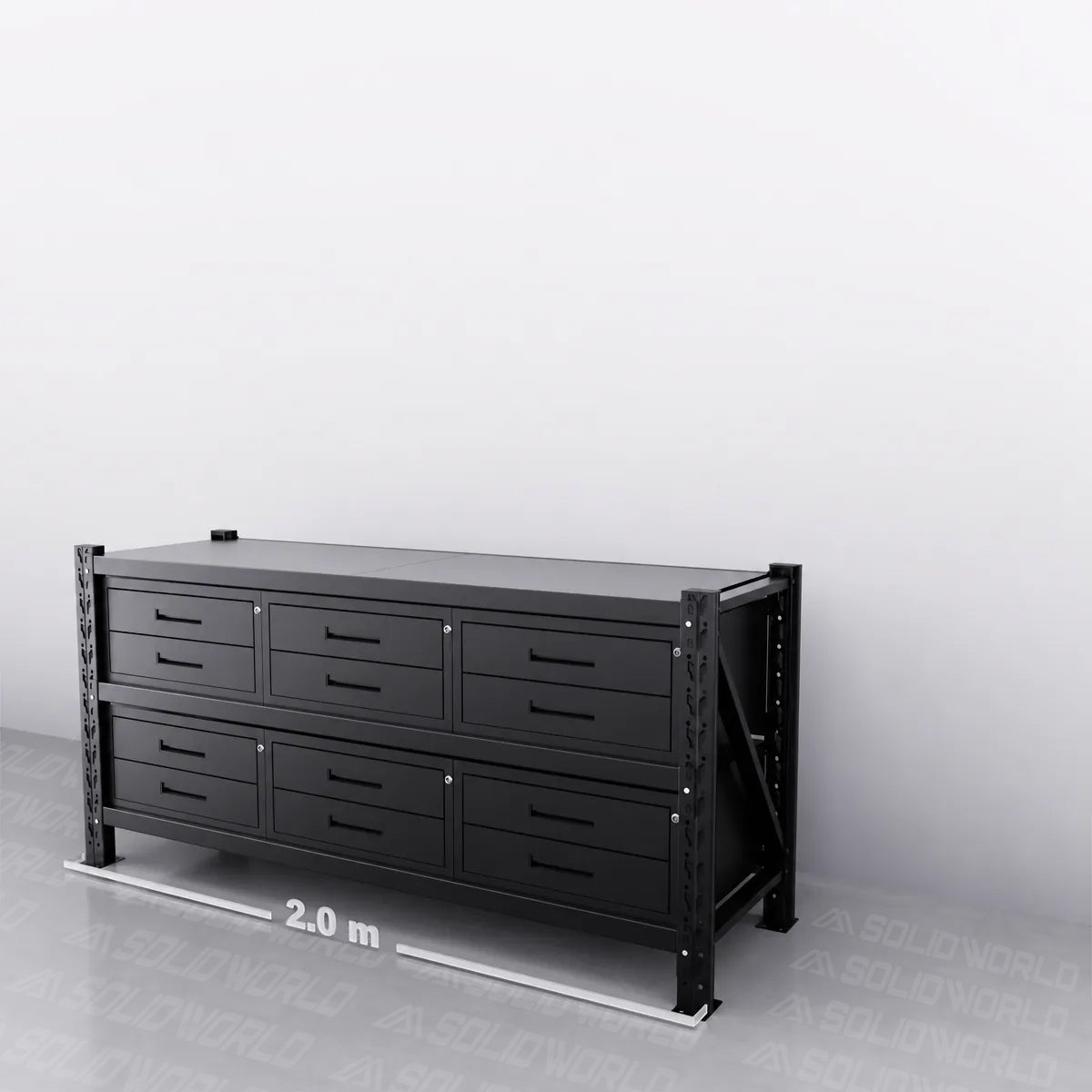 2m(L) x 0.6m(D) 12-Drawer Steel Workbench