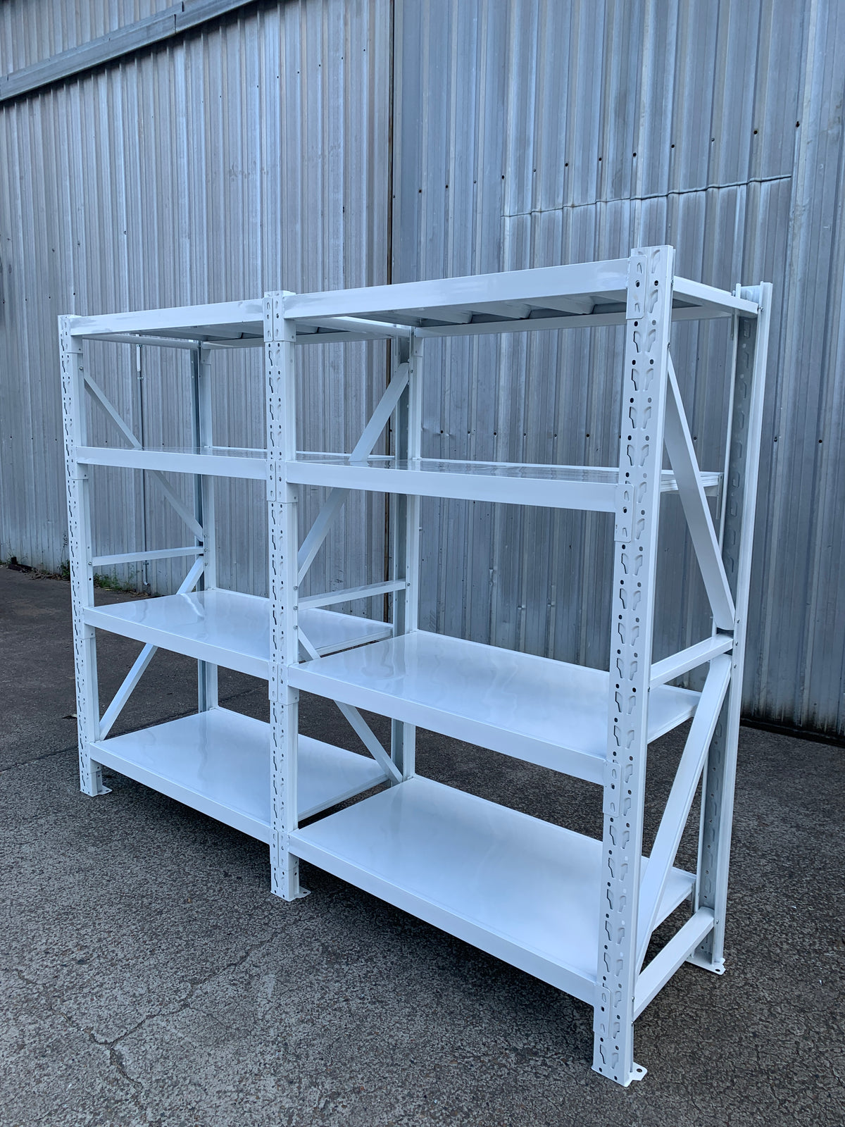 2.4m(W) x 1.8m(H) x 0.5m(D) 1600kg Connecting Shelving White