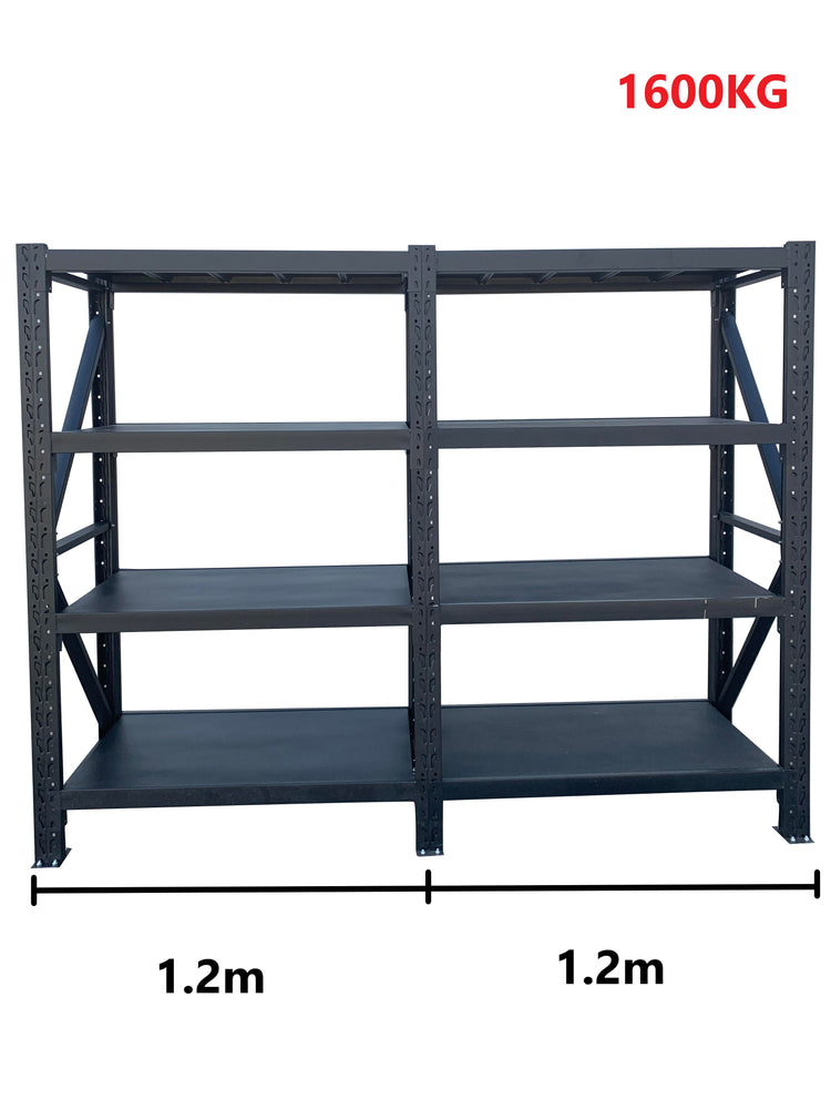 2.4m(W) x 2.4m(H) x 0.5m(D) 1600kg Connecting Shelving Black
