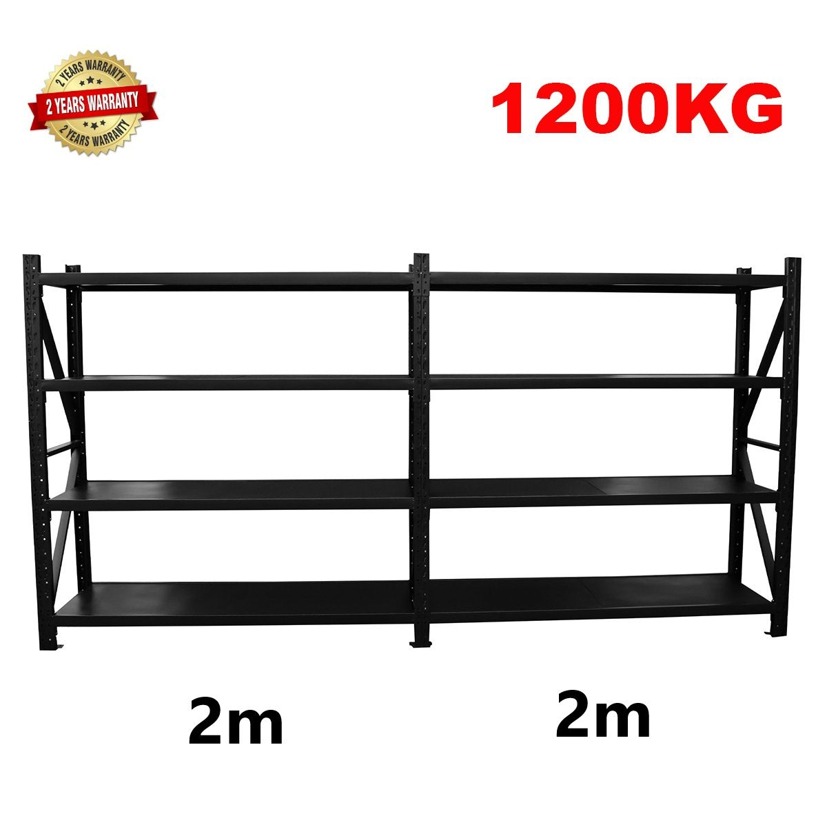 4.0m(W) x 1.8m(H) x 0.5m(D) 1200KG Connecting Shelving Black