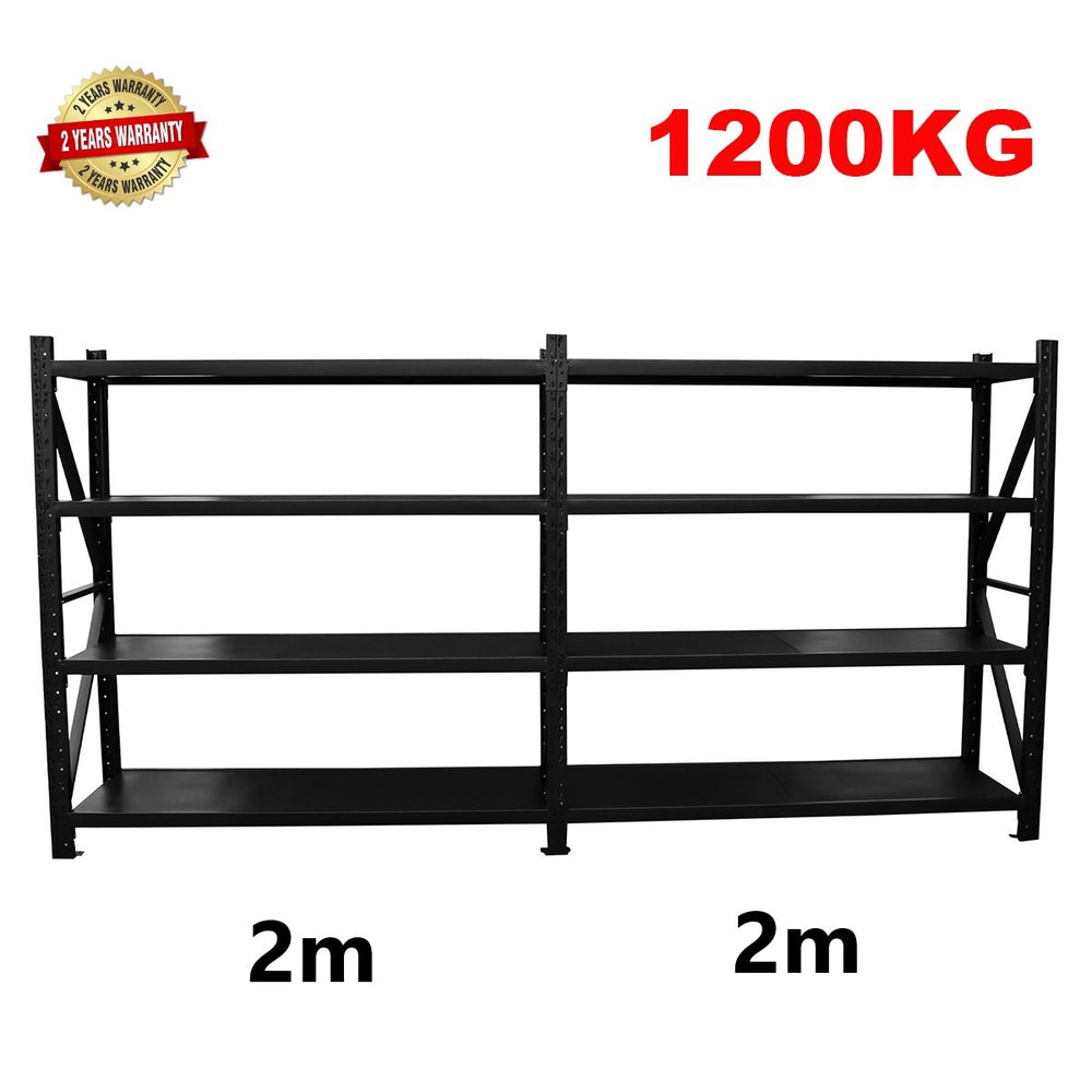 4.0m(W) x 2.4m(H) x 0.5m(D) 1200KG Connecting Shelving Black