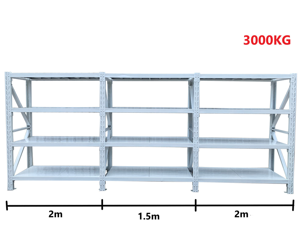 5.5m(W) x 2.4m(H) x 0.6m(D) 3000KG Connecting Shelving White