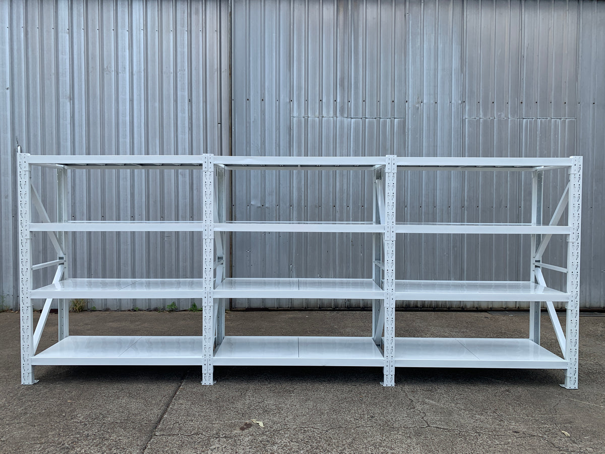 5.5m(W) x 2.0m(H) x 0.6m(D) 3000KG Connecting Shelving White