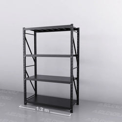 1.2m(W) x 1.8m(H) x 0.5m(D) Metal Shelving 800KG Black