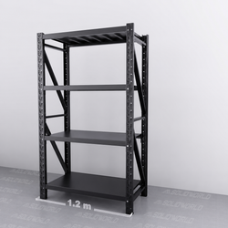 1.2m(W) x 2.0m(H) x 0.6m(D) Metal Shelving 1000KG Black