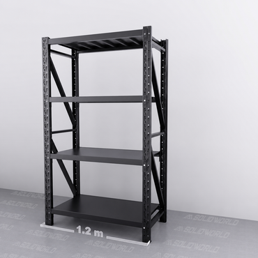 1.2m(W) x 2.0m(H) x 0.6m(D) Metal Shelving 1000KG Black