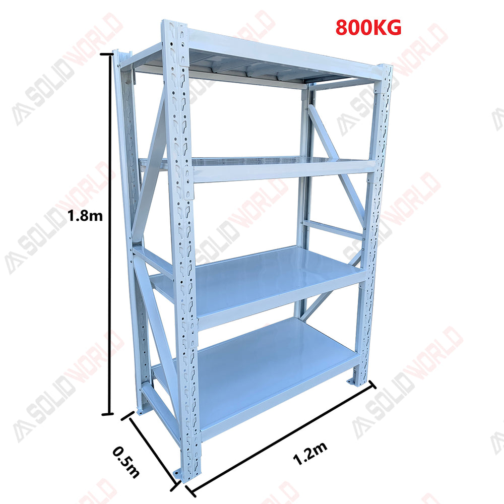 1.2m(W) x 1.8m(H) x 0.5m(D) Metal Shelving 800KG Black
