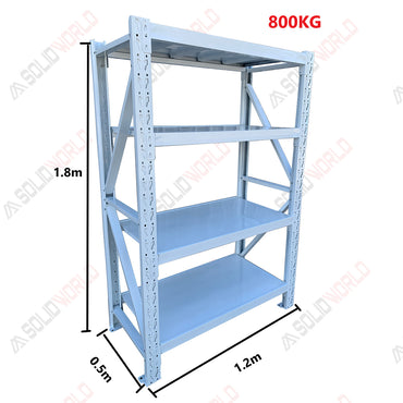 1.2m(W) x 1.8m(H) x 0.5m(D) Metal Shelving 800KG Black