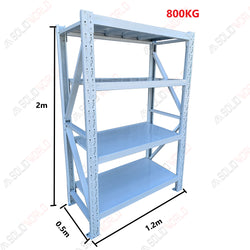 1.2m(W) x 2.0m(H) x 0.5m(D) Metal Shelving 800KG Black