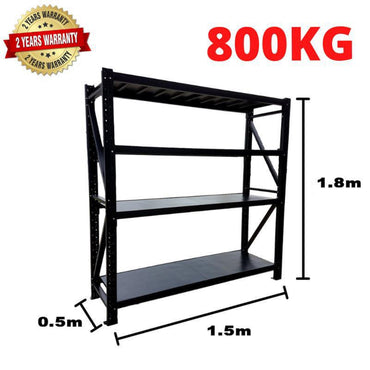 1.5m(W) x 1.8m(H) x 0.5m(D) Metal Shelving 800KG Black