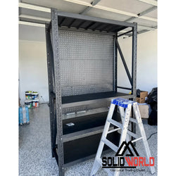 1.2m(W) x 0.6m (D)  2-Shelf Workbench With 2 Pegboards Set
