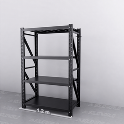1.2m(W) x 1.8m(H) x 0.6m(D) Metal Shelving 1000KG Black