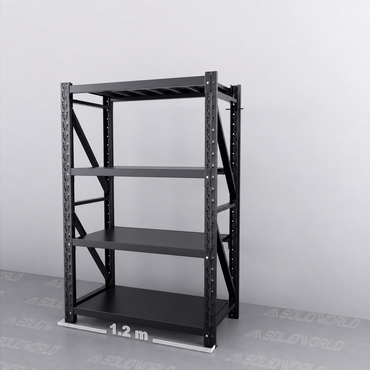 1.2m(W) x 1.8m(H) x 0.6m(D) Metal Shelving 1000KG Black