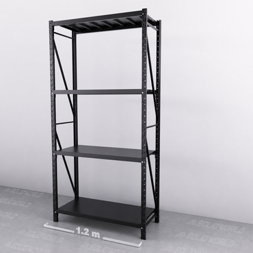 1.2m(W) x 2.4m(H) x 0.5m(D) Metal Shelving 800KG Black