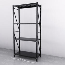 1.2m(W) x 2.4m(H) x 0.5m(D) Metal Shelving 800KG Black