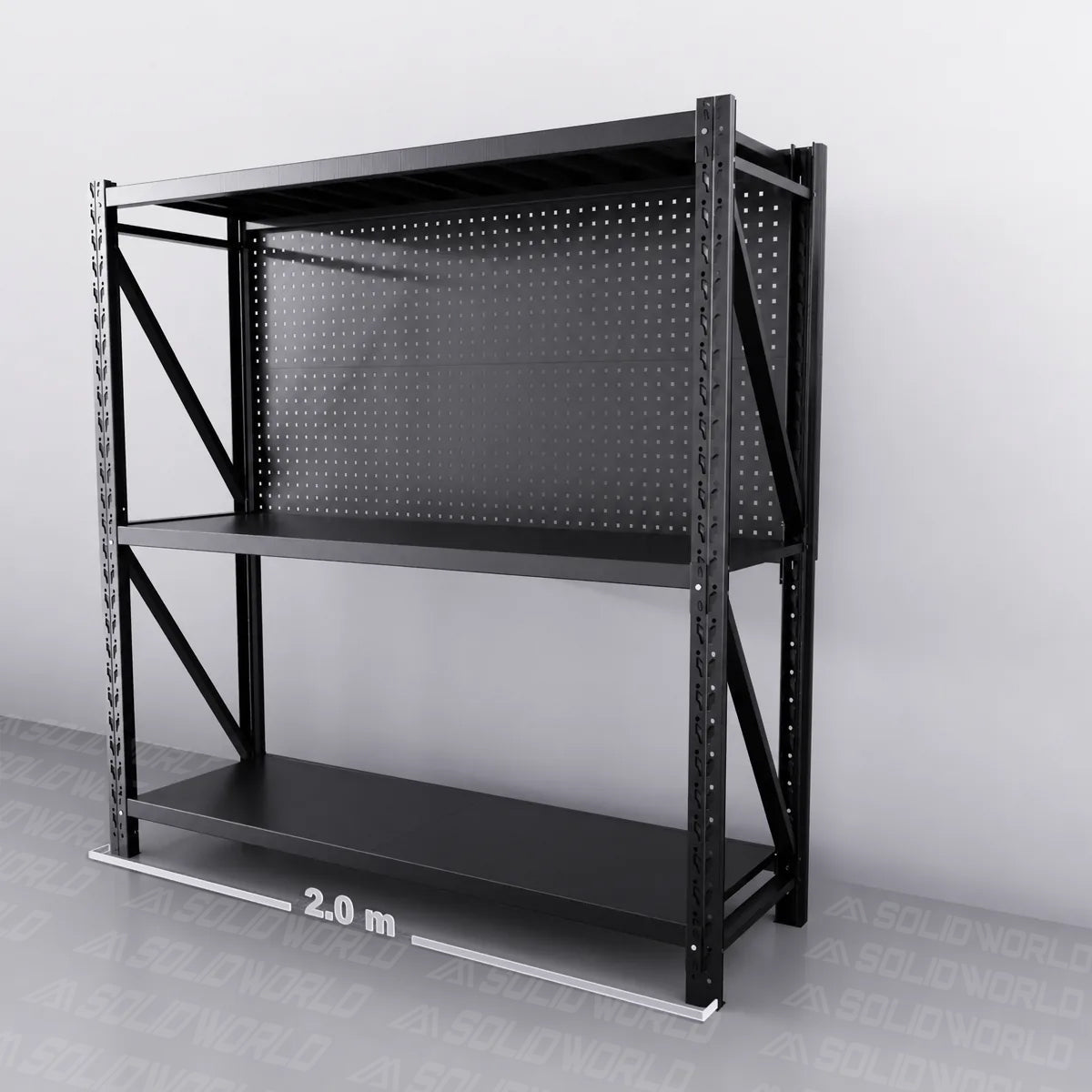 2m(W) x 0.6m(D) 2-Shelf Workbench With 2 Pegboards