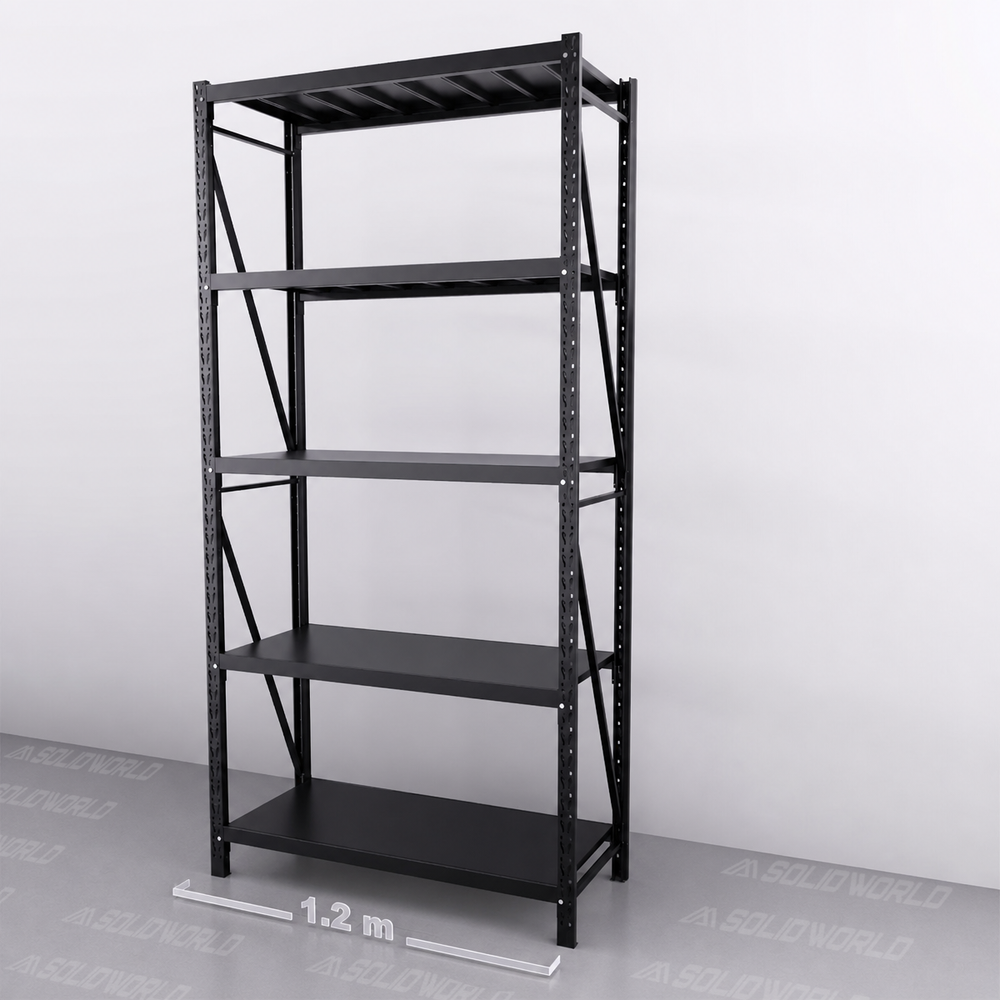 1.2m(W) x 2.4m(H) x 0.5m(D) Metal Shelving 800KG Black