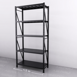 1.2m(W) x 2.4m(H) x 0.5m(D) Metal Shelving 800KG Black