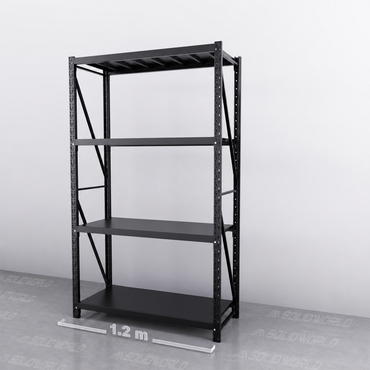 1.2m(W) x 2.0m(H) x 0.5m(D) Metal Shelving 800KG Black