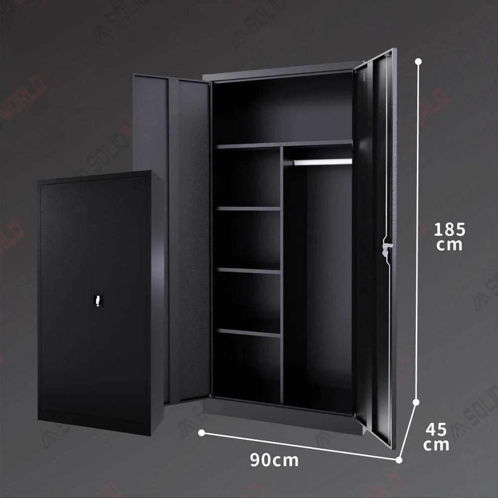 2-Door Storage Cabinet Cupboard With A Hanging Section (Steel)
