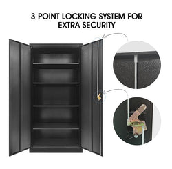 2-Door Heavy-Duty Storage Lockable Cupboard (4-shelf)