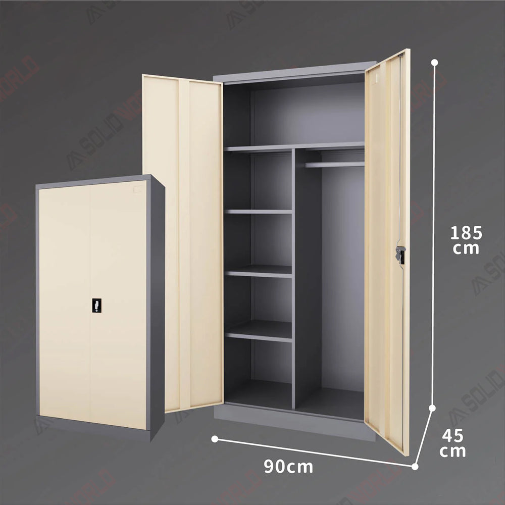 2-Door Storage Cabinet Cupboard With A Hanging Section (Steel)