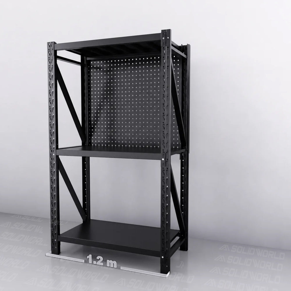 1.2m(W) x 0.6m (D)  2-Shelf Workbench With 2 Pegboards Set