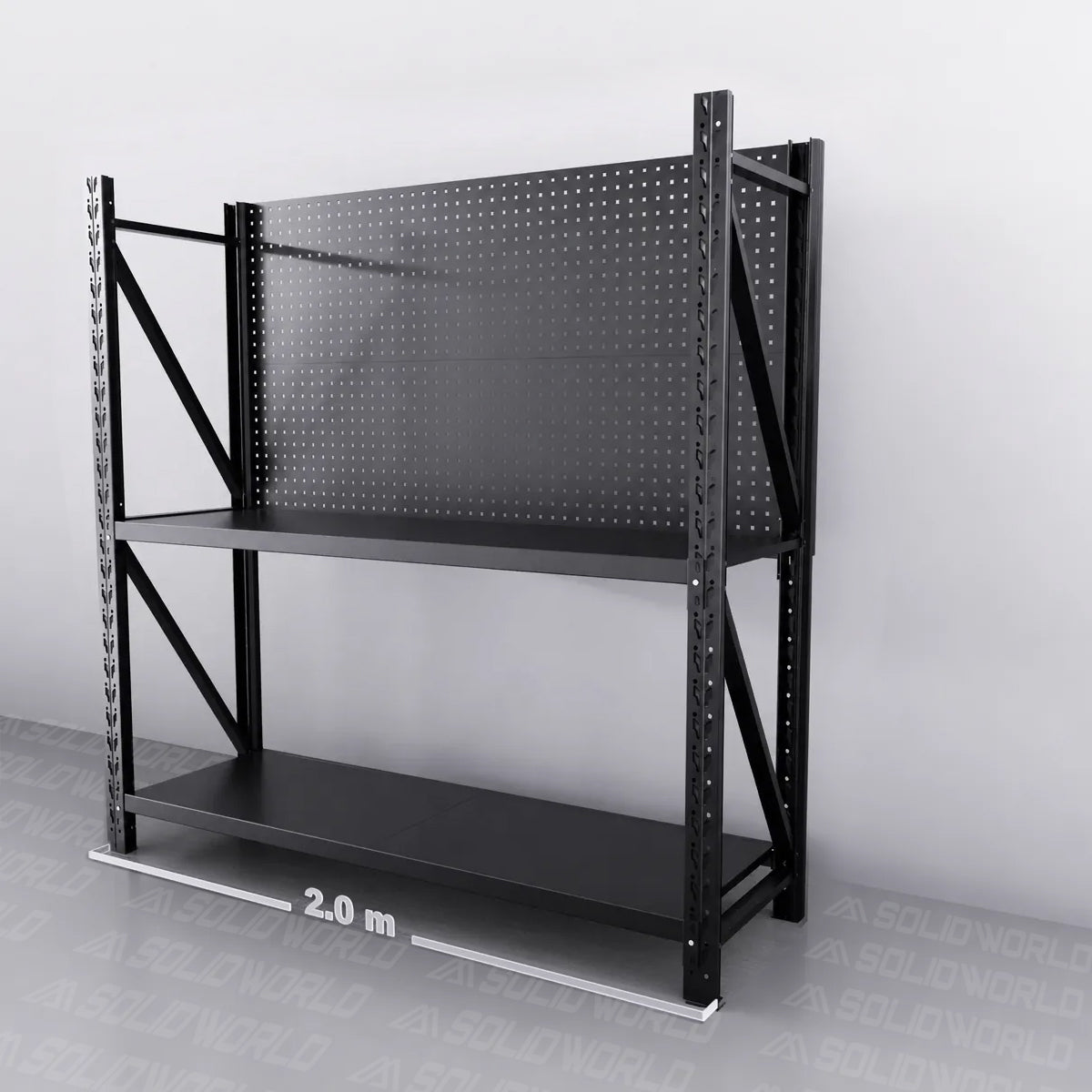 2m(W) x 0.6m(D) 2-Shelf Workbench With 2 Pegboards