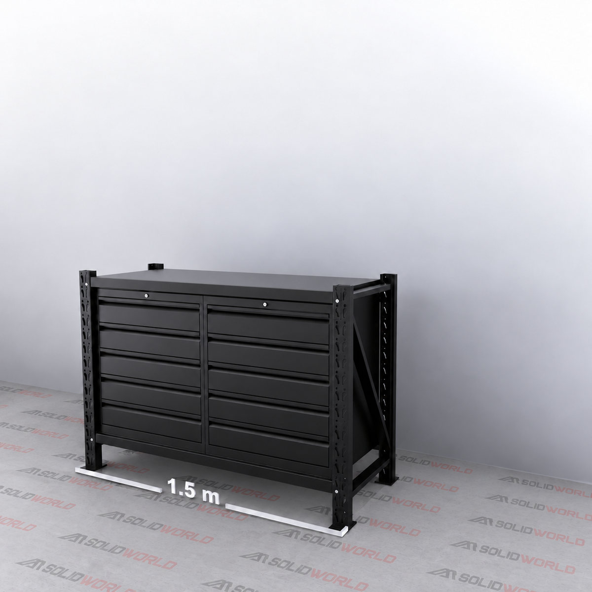 1.5m(L) 10-Drawer Steel Workbench