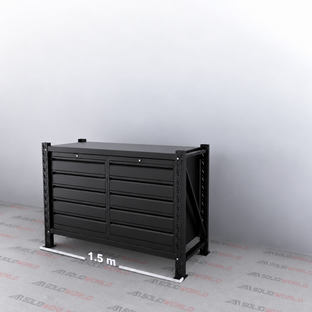 1.5m(L) 10-Drawer Steel Workbench