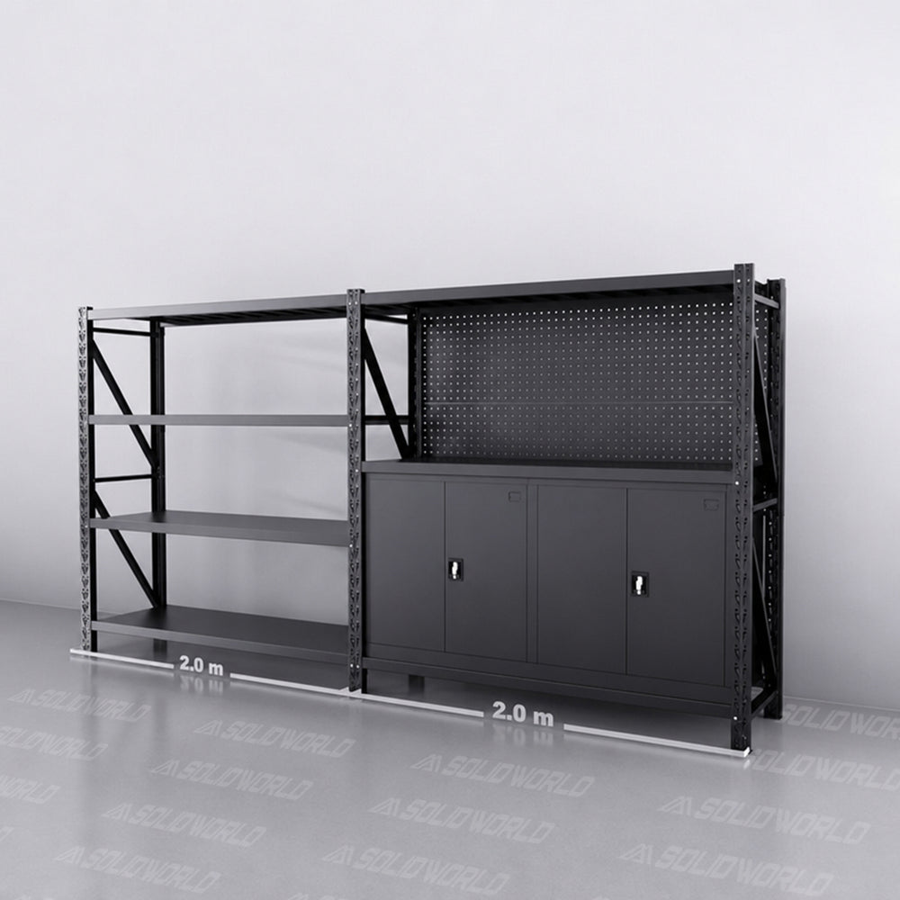 2m(L) Cabinets Steel Pegboard Workbench