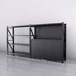 2m(L) Cabinets Steel Pegboard Workbench