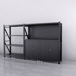 2m(L) Cabinets Steel Pegboard Workbench