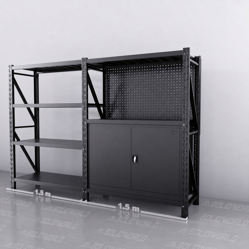 2m(L) Cabinets Steel Pegboard Workbench