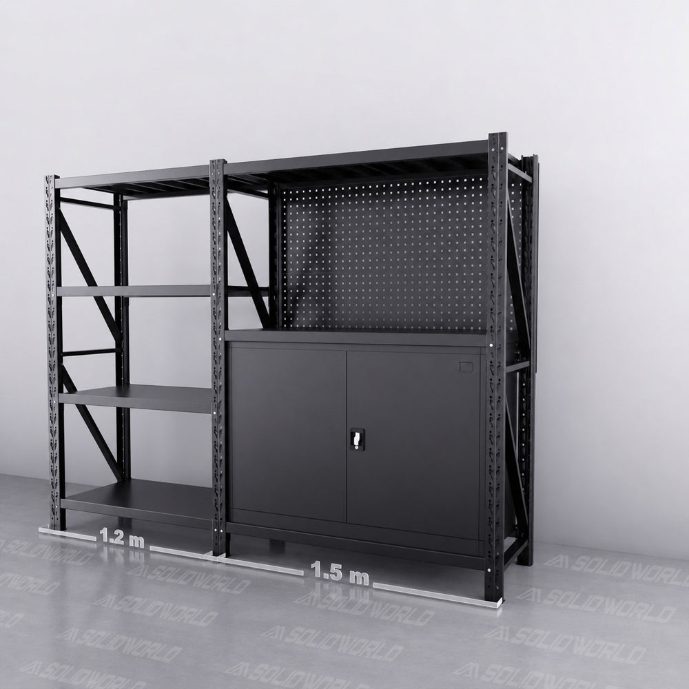 2m(L) Cabinets Steel Pegboard Workbench