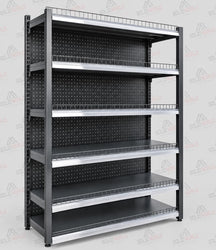 1.23m W x 1.9m H x 0.47m D Metal Solid Shelving-800KG Black