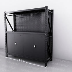 2m(L) Cabinets Steel Pegboard Workbench