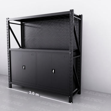 2m(L) Cabinets Steel Pegboard Workbench