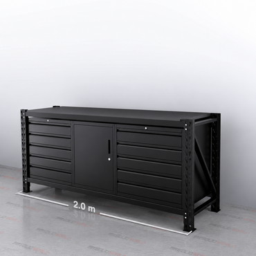 2m(L) 10-Drawer & Cabinet Steel Workbench