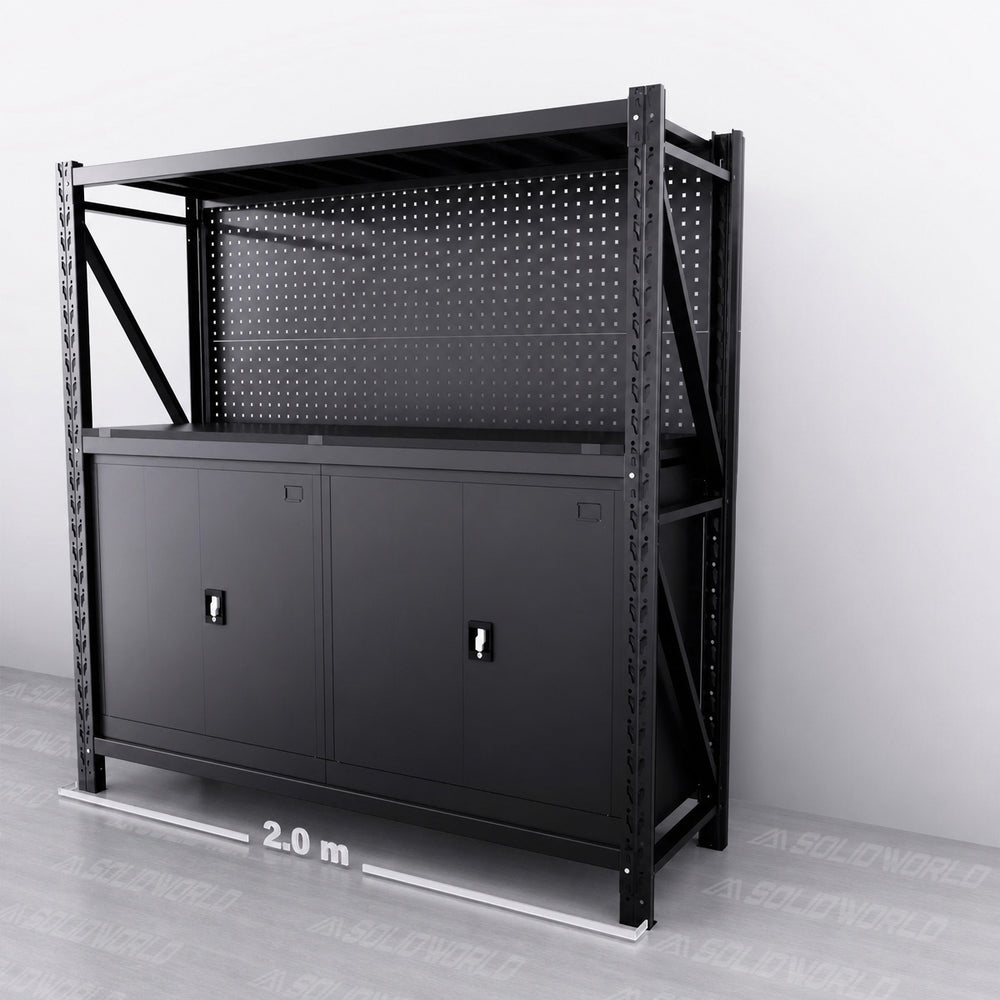 2m(L) Cabinets Steel Pegboard Workbench