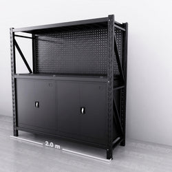 2m(L) Cabinets Steel Pegboard Workbench