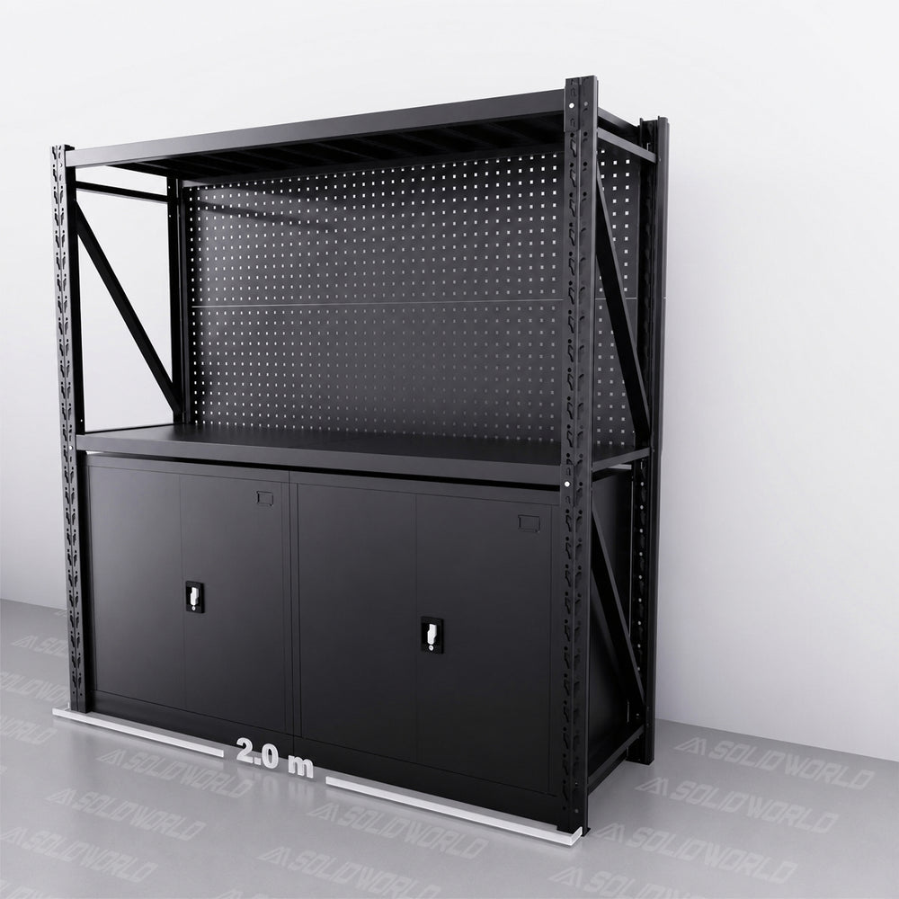 2m(L) Cabinets Steel Pegboard Workbench