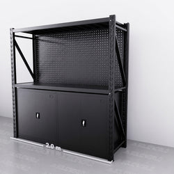 2m(L) Cabinets Steel Pegboard Workbench