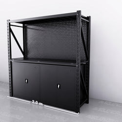 2m(L) Cabinets Steel Pegboard Workbench