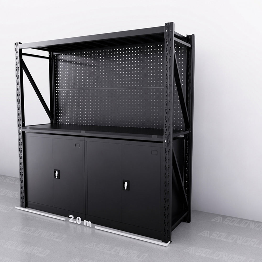 2m(L) Cabinets Steel Pegboard Workbench