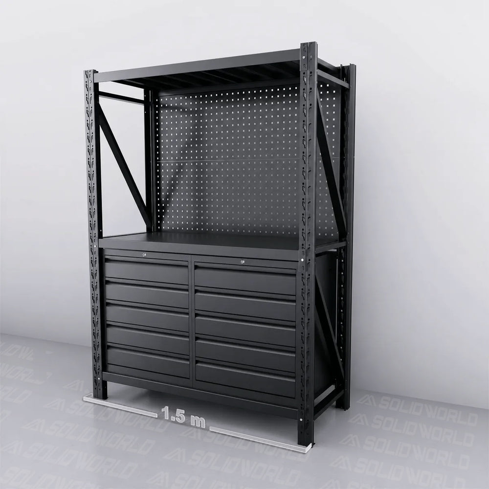 1.5m(L) 10-Drawer Steel Pegboard Workbench